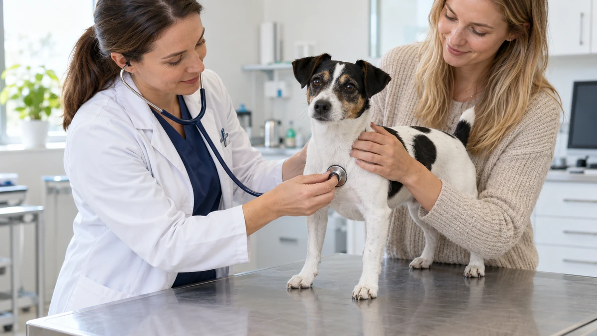 Jack Russell Terrier köpek — veteriner kontrolü